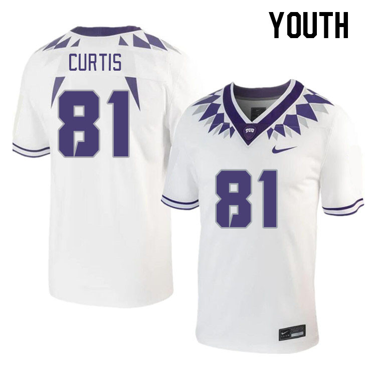 Youth #81 Chase Curtis TCU Horned Frogs 2023 College Footbal Jerseys Stitched-White